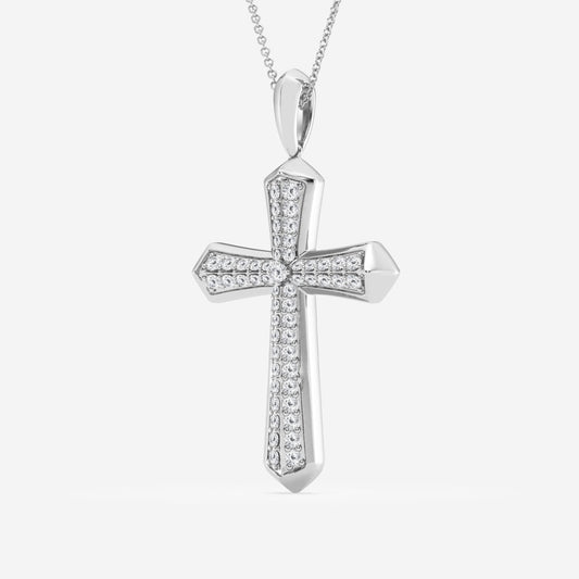 1 Carat Sterling Silver Lab Grown Cross Diamond Pendant Necklace