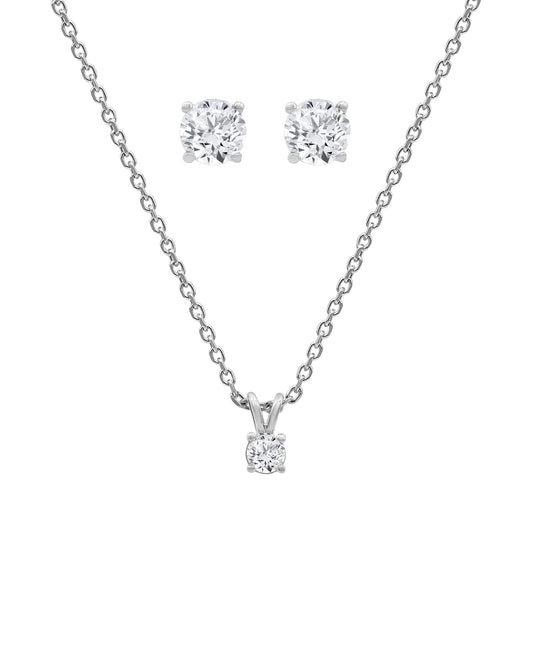 0.50 Carat Lab Grown Round Cut Solitaire Diamond Necklace Set