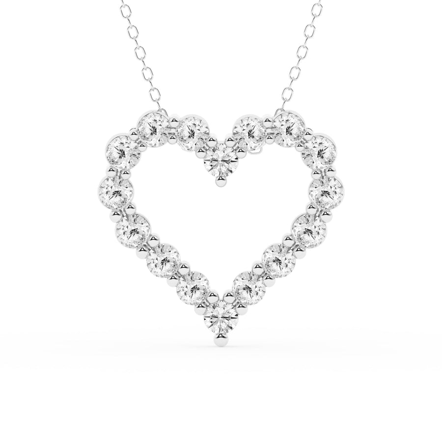 2 Carat Round Lab Diamond Heart Pendant Necklace In Sterling Silver