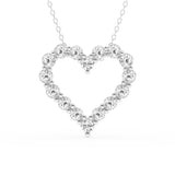 2 Carat Round Lab Grown Diamond Heart Pendant Necklace In Sterling Silver
