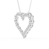 2 Carat Round Lab Grown Diamond Heart Pendant Necklace In Sterling Silver