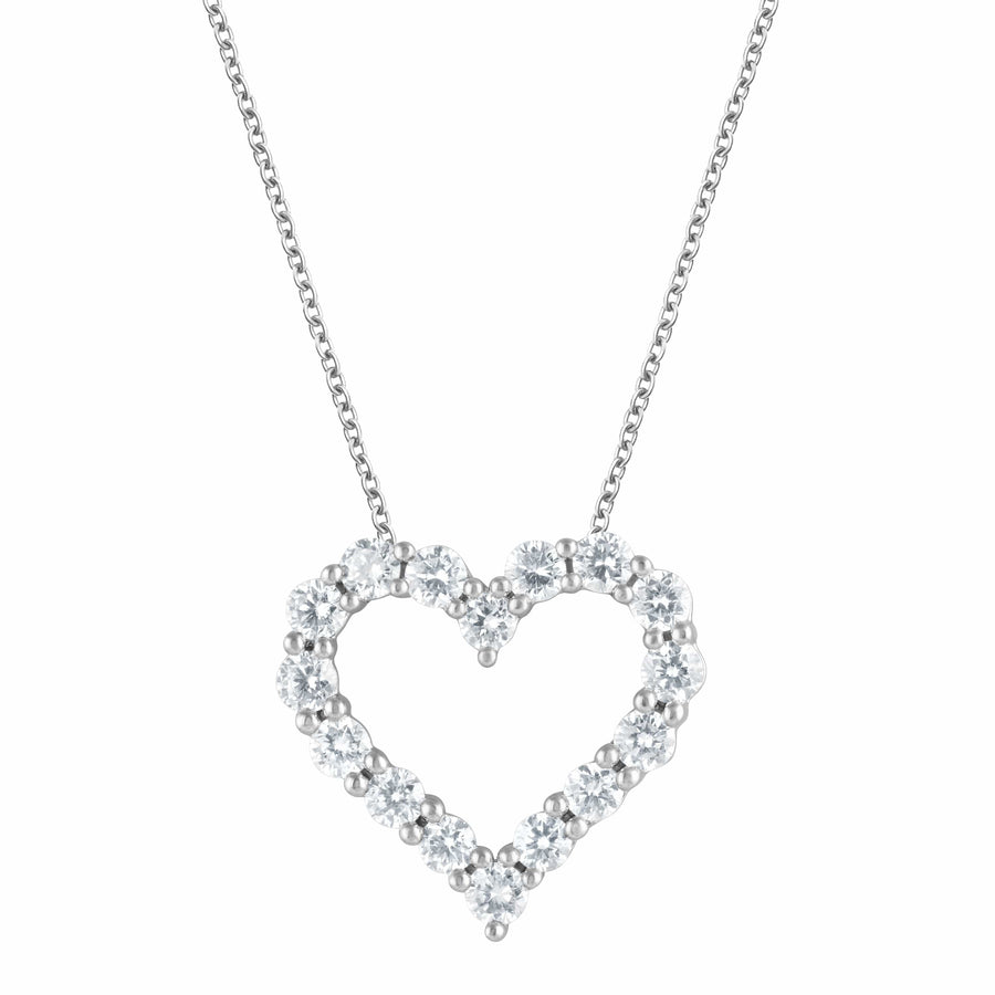 1 Carat Lab Diamond Heart Sterling Silver Necklace