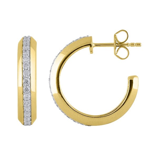 0.50 Carat Lab Single Row Diamond Half Huggie Hoop Earrings