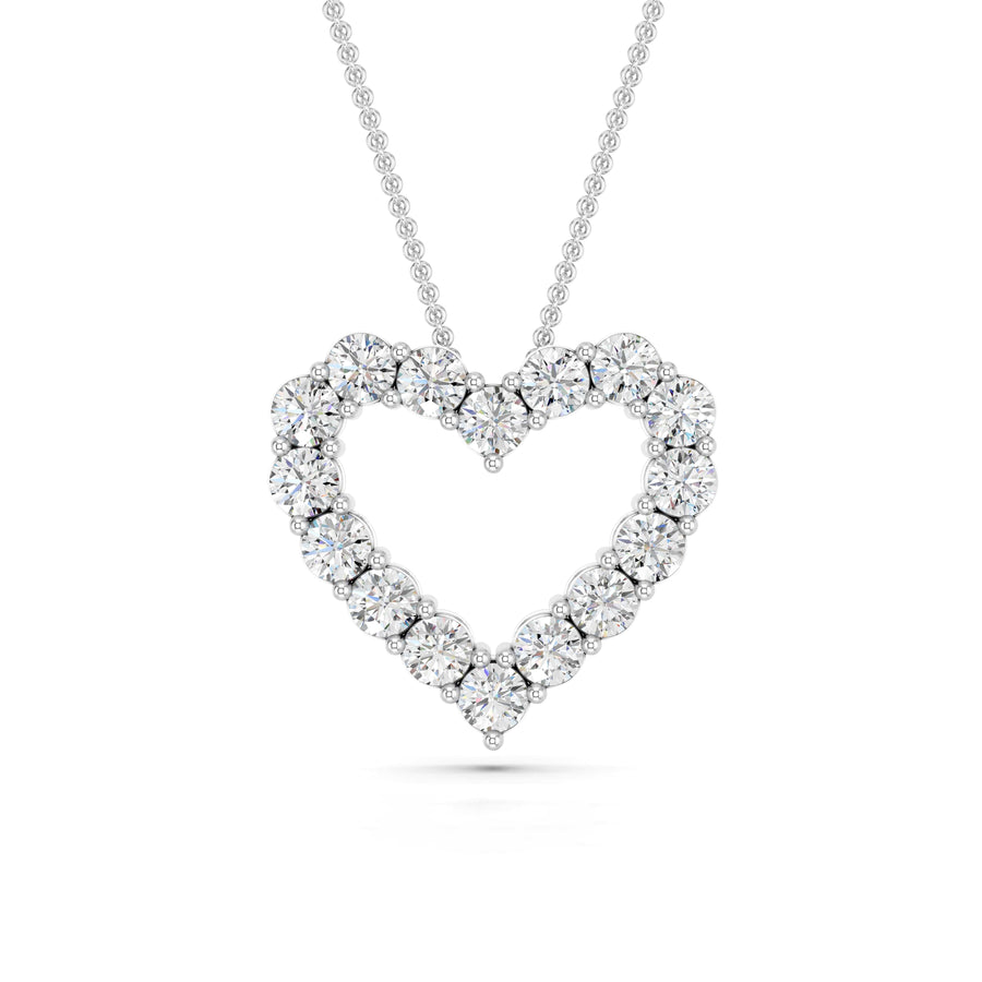 1 Carat Sterling Silver Lab Diamond Heart Pendant Necklace