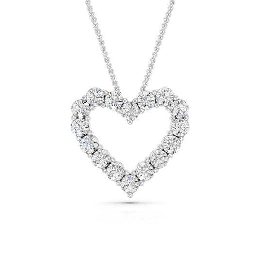 1 Carat Sterling Silver Lab Grown Diamond Heart Pendant Necklace