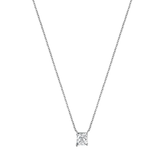 1 Carat Lab Princess Diamond Pendant Necklace In Sterling Silver