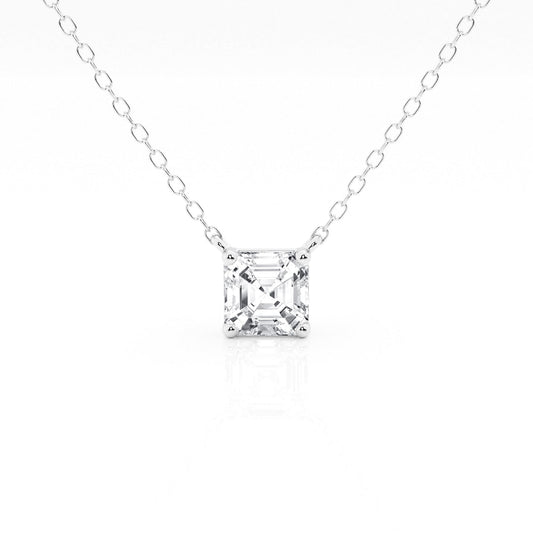 1 Carat Lab Princess Diamond Pendant Necklace In Sterling Silver