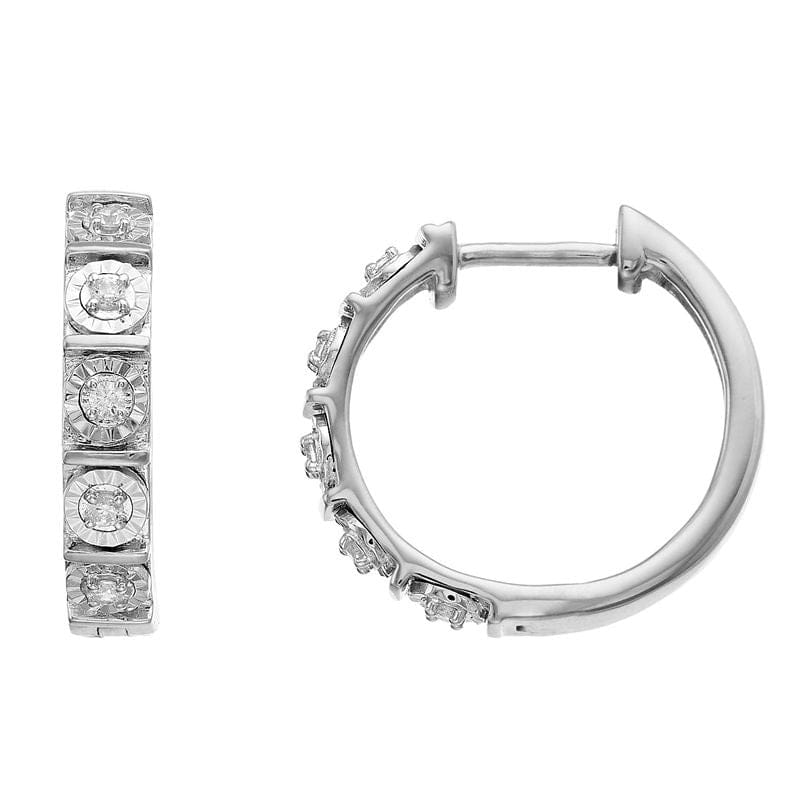 0.10 Carat Single Row Lab Diamond Huggie Hoop Earrings