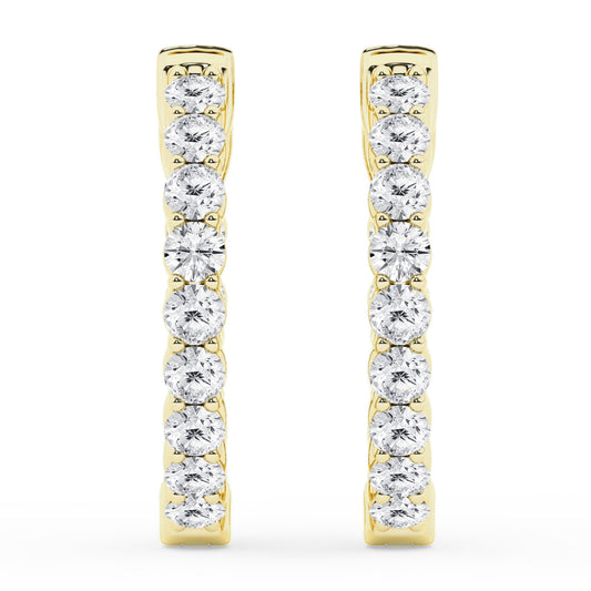 1 Carat Lab Grown Inside Out Diamond Hoop Earrings In Yellow Gold Plated Sterling Silver