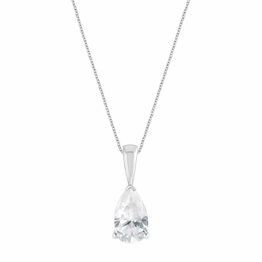 1 Carat Lab Solitaire Pear Cut Diamond Pendant Necklace