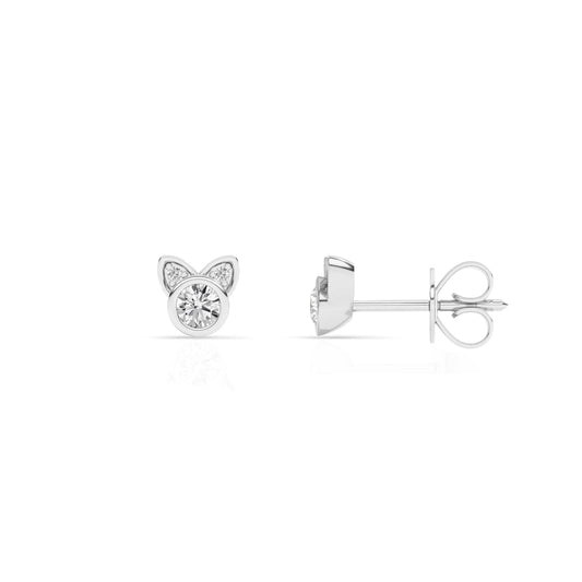 0.25 Carat Cat Shaped Lab Diamond Stud Earrings