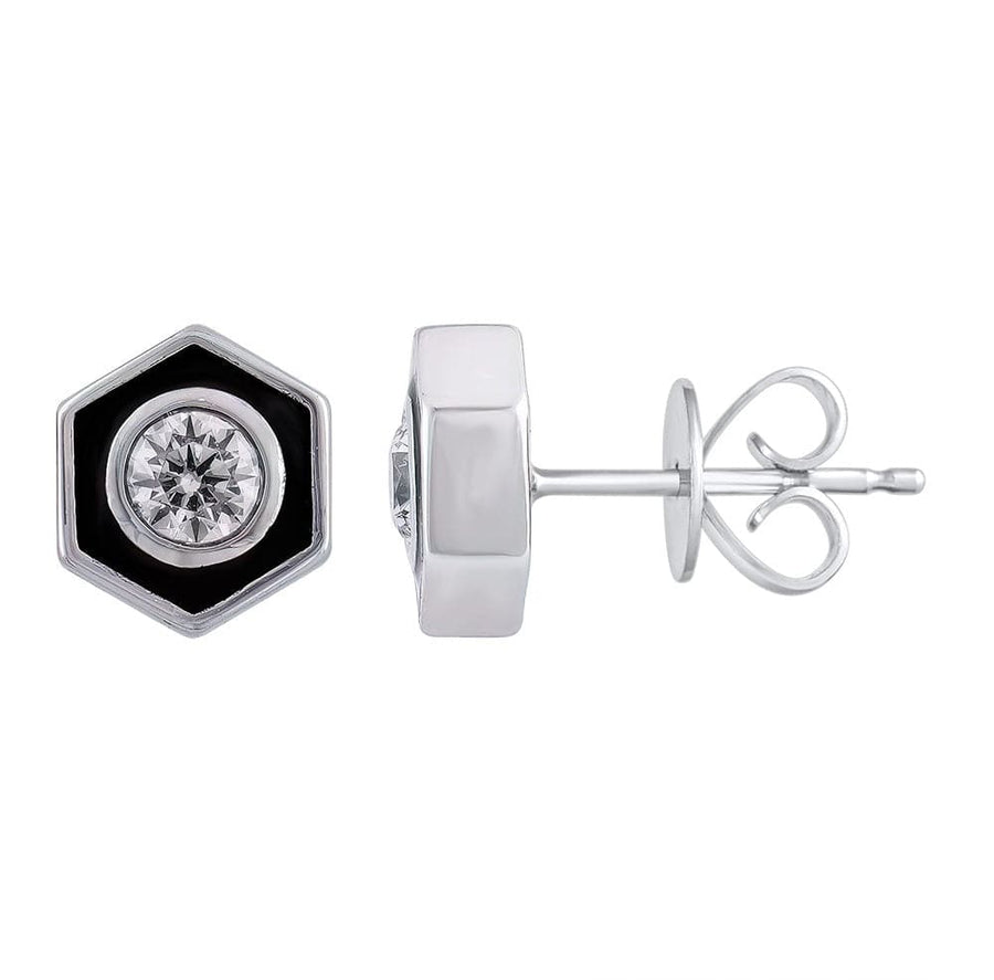 0.50 Carat Hexagon Lab Diamond Stud Earrings