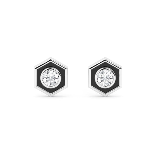 0.50 Carat Hexagon Lab Diamond Stud Earrings