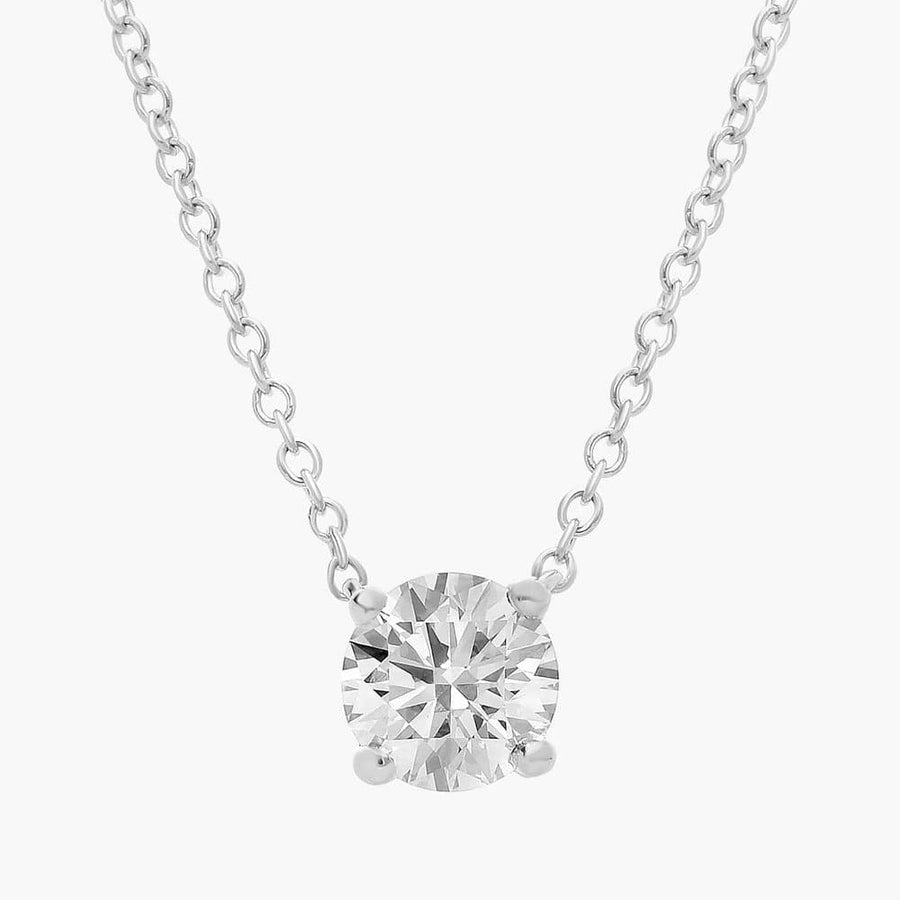0.50 And 1 Carat Round Lab Solitaire Diamond Pendant Necklace In Sterling Silver