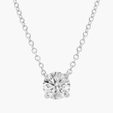 0.50 And 1 Carat Round Lab Grown Solitaire Diamond Pendant Necklace In Sterling Silver