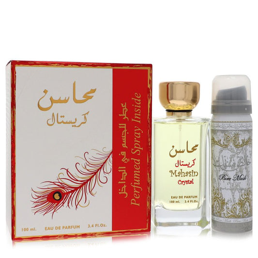 Lattafa Mahasin Crystal by Lattafa Eau De Parfum Spray With Deodorant Spray