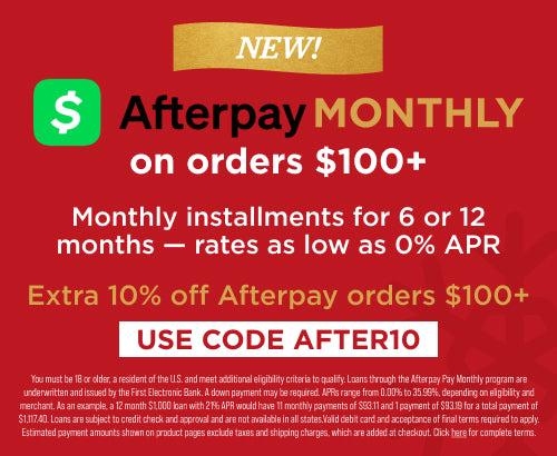Afterpay Monthly. Extra 10% off afterpay orders of $100+ with code AFTER10