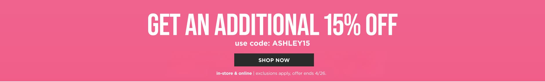 Get an Addiction 15% off. Use Code: Ashley15
