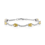 Birthstone Bracelet in Sterling Silver, Oval Cut 5*7mm, 7 Inches with an Extender, 12 Gemstone Options, Gift Box Included - April, White Zircon