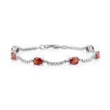 Birthstone Bracelet in Sterling Silver, Oval Cut 5*7mm, 7 Inches with an Extender, 12 Gemstone Options, Gift Box Included - April, White Zircon