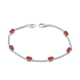 Birthstone Bracelet in Sterling Silver, Oval Cut 5*7mm, 7 Inches with an Extender, 12 Gemstone Options, Gift Box Included - April, White Zircon