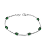 Birthstone Bracelet in Sterling Silver, Oval Cut 5*7mm, 7 Inches with an Extender, 12 Gemstone Options, Gift Box Included - April, White Zircon
