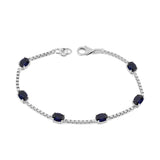 Birthstone Bracelet in Sterling Silver, Oval Cut 5*7mm, 7 Inches with an Extender, 12 Gemstone Options, Gift Box Included - April, White Zircon