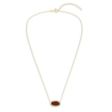 Oval Gemstone Necklace in 14K Gold Plated Sterling Silver, Oval Pendant Size 6 * 12mm, 15" Cable Chain with 2" Extender, Gift Box Included - Apr, White Zircon