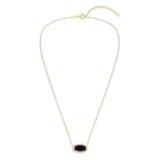 Oval Gemstone Necklace in 14K Gold Plated Sterling Silver, Oval Pendant Size 6 * 12mm, 15" Cable Chain with 2" Extender, Gift Box Included - Apr, White Zircon
