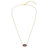 Oval Gemstone Necklace in 14K Gold Plated Sterling Silver, Oval Pendant Size 6 * 12mm, 15" Cable Chain with 2" Extender, Gift Box Included - Apr, White Zircon