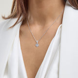 Gemstone Necklace in Sterling Silver, Round Pendant Size 6.5 * 6.5mm, 15" Cable Chain with 2" Extender, Gift Box Included - Apr, White Zircon