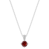 Gemstone Necklace in Sterling Silver, Round Pendant Size 6.5 * 6.5mm, 15" Cable Chain with 2" Extender, Gift Box Included - Apr, White Zircon