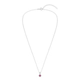 Gemstone Necklace in Sterling Silver, Round Pendant Size 6.5 * 6.5mm, 15" Cable Chain with 2" Extender, Gift Box Included - Apr, White Zircon