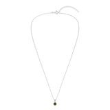 Gemstone Necklace in Sterling Silver, Round Pendant Size 6.5 * 6.5mm, 15" Cable Chain with 2" Extender, Gift Box Included - Apr, White Zircon