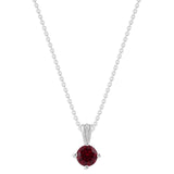 Gemstone Necklace in Sterling Silver, Round Pendant Size 6.5 * 6.5mm, 15" Cable Chain with 2" Extender, Gift Box Included - Apr, White Zircon