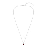 Gemstone Necklace in Sterling Silver, Round Pendant Size 6.5 * 6.5mm, 15" Cable Chain with 2" Extender, Gift Box Included - Apr, White Zircon