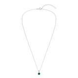 Gemstone Necklace in Sterling Silver, Round Pendant Size 6.5 * 6.5mm, 15" Cable Chain with 2" Extender, Gift Box Included - Apr, White Zircon