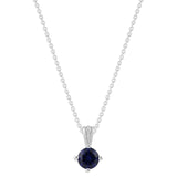 Gemstone Necklace in Sterling Silver, Round Pendant Size 6.5 * 6.5mm, 15" Cable Chain with 2" Extender, Gift Box Included - Apr, White Zircon