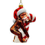 Candy Cane Monkey Glass Ornament