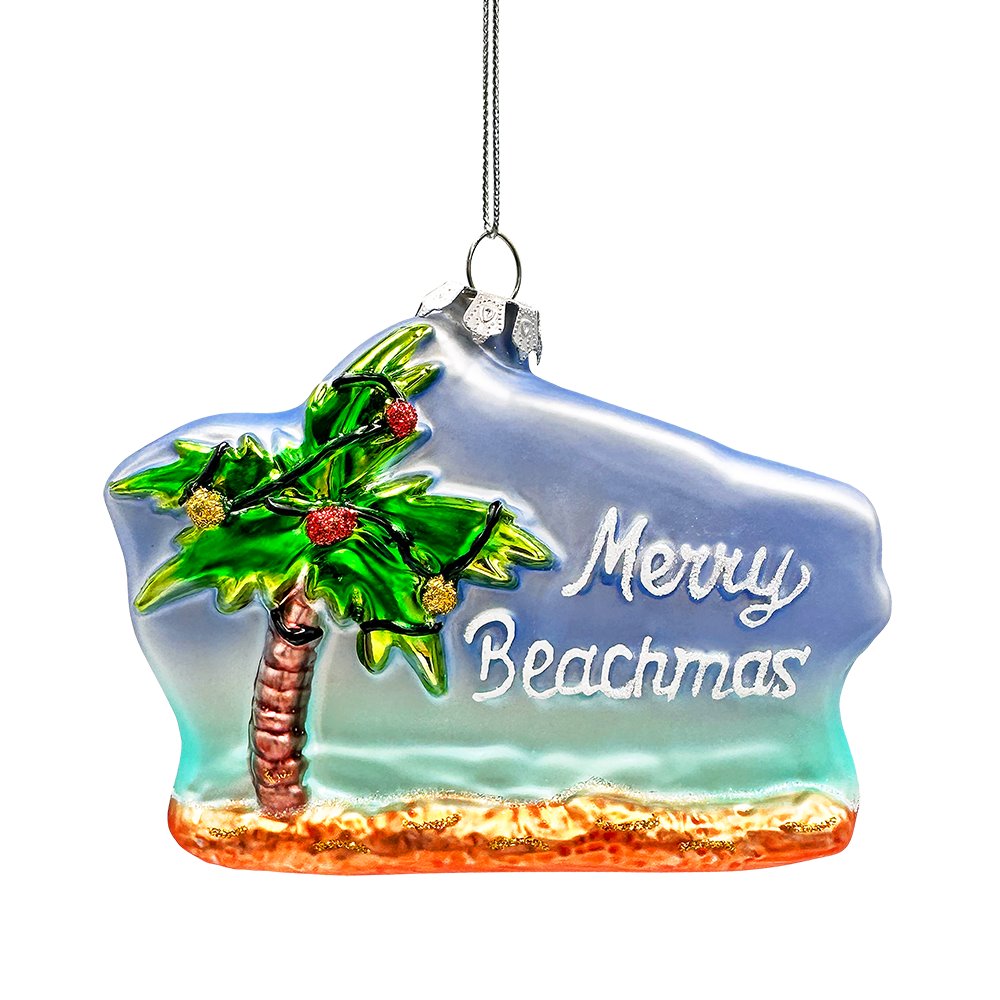 Merry Beachmas Glass Ornament