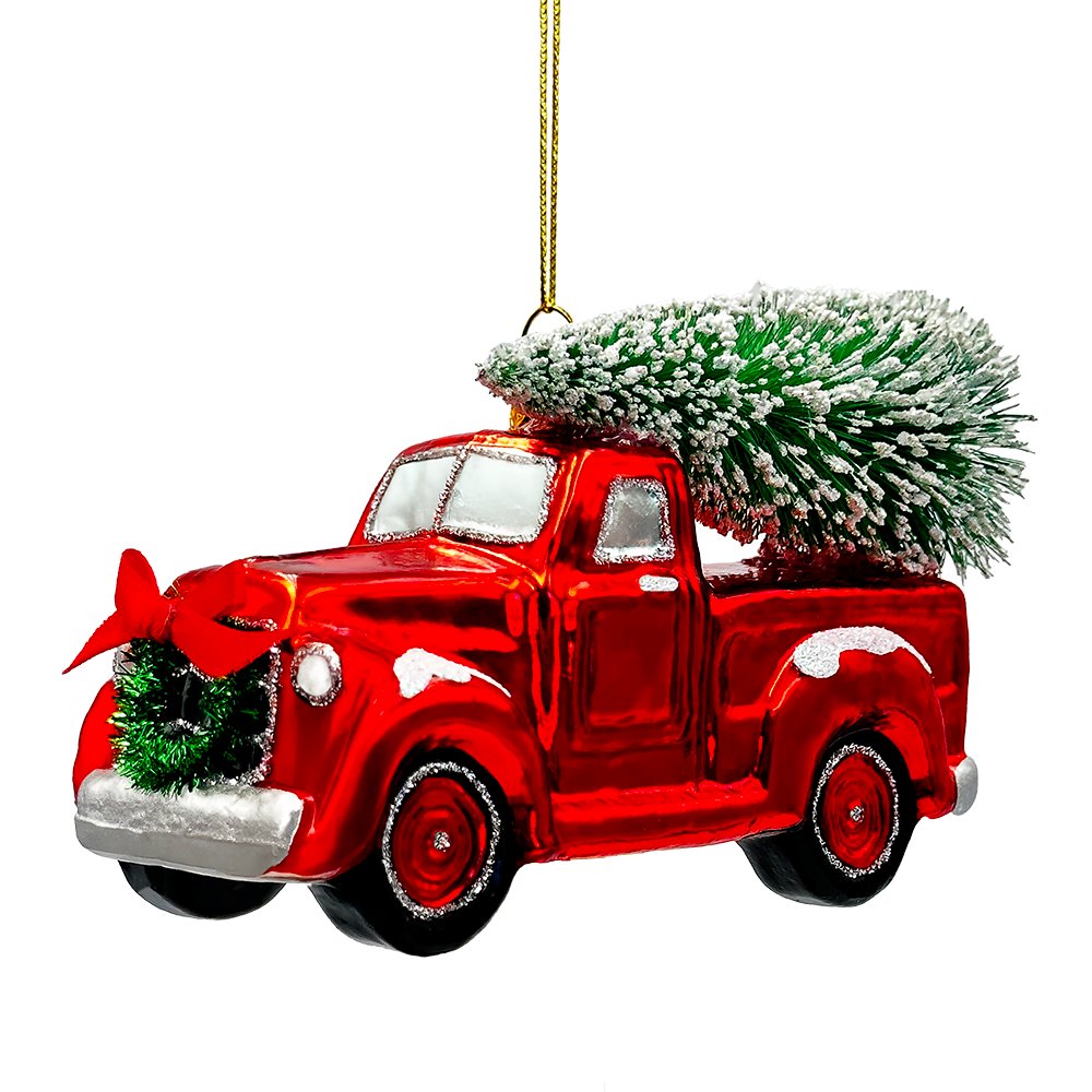 Glass Pickup Truck Ornament