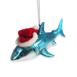 Santas Shark Glass Ornament