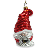Santa Gnome Glass Ornament