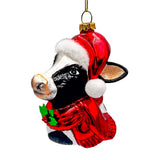Santas Cow Glass Ornament