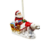 Santas Sleigh Glass Ornament