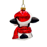 Santas Cow Glass Ornament