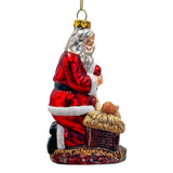 Santa And Baby Jesus Glass Ornament