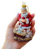 Santa And Baby Jesus Glass Ornament