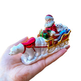 Santas Sleigh Glass Ornament