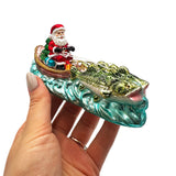 Santas Fishing Adventure Glass Ornament